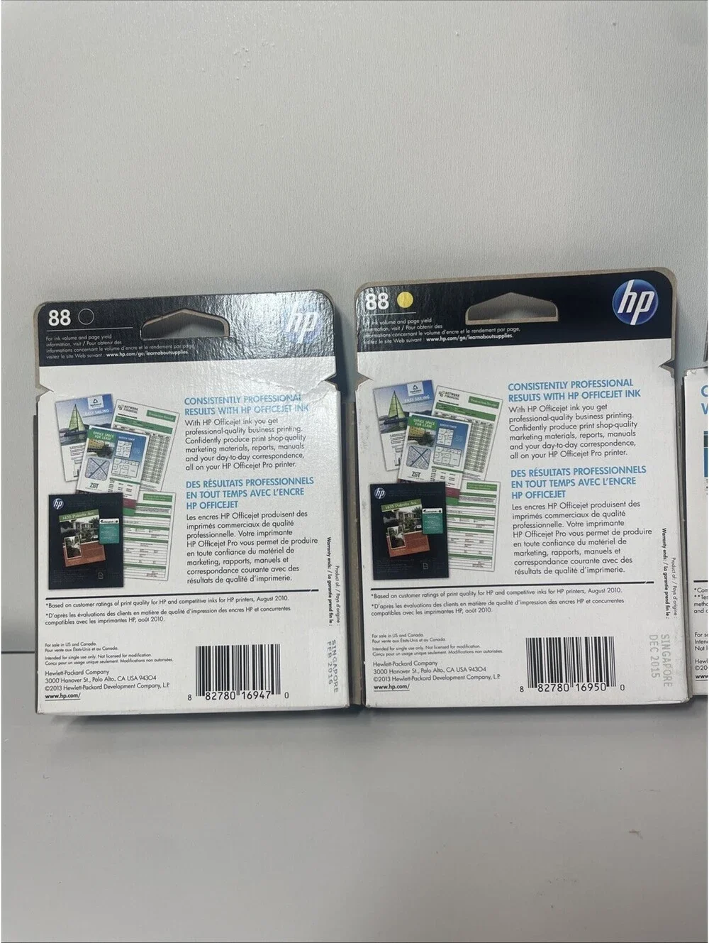4pk New Genuine Officejet Pro K5400 K550 HP 88 Color Ink Cartridges Exp 2015